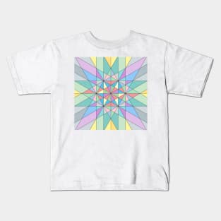 Colorful Pastel Mosaic Triangle Star Pattern Kids T-Shirt